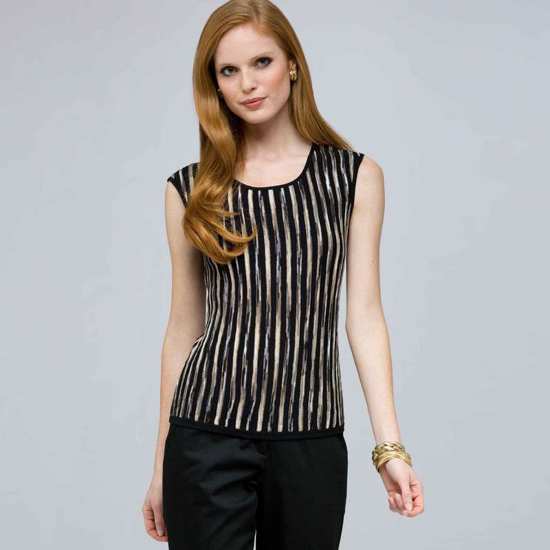 Sleeveless Shell., Black Multi, large image number 0